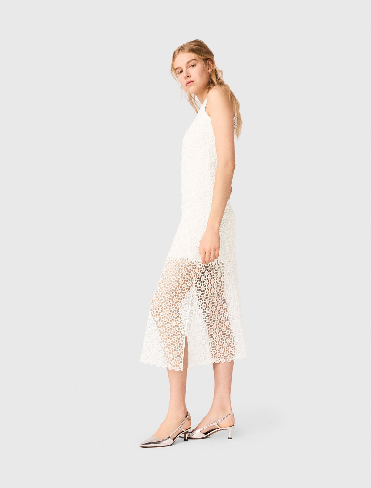 Rhinestone crochet maxi dress | Maje