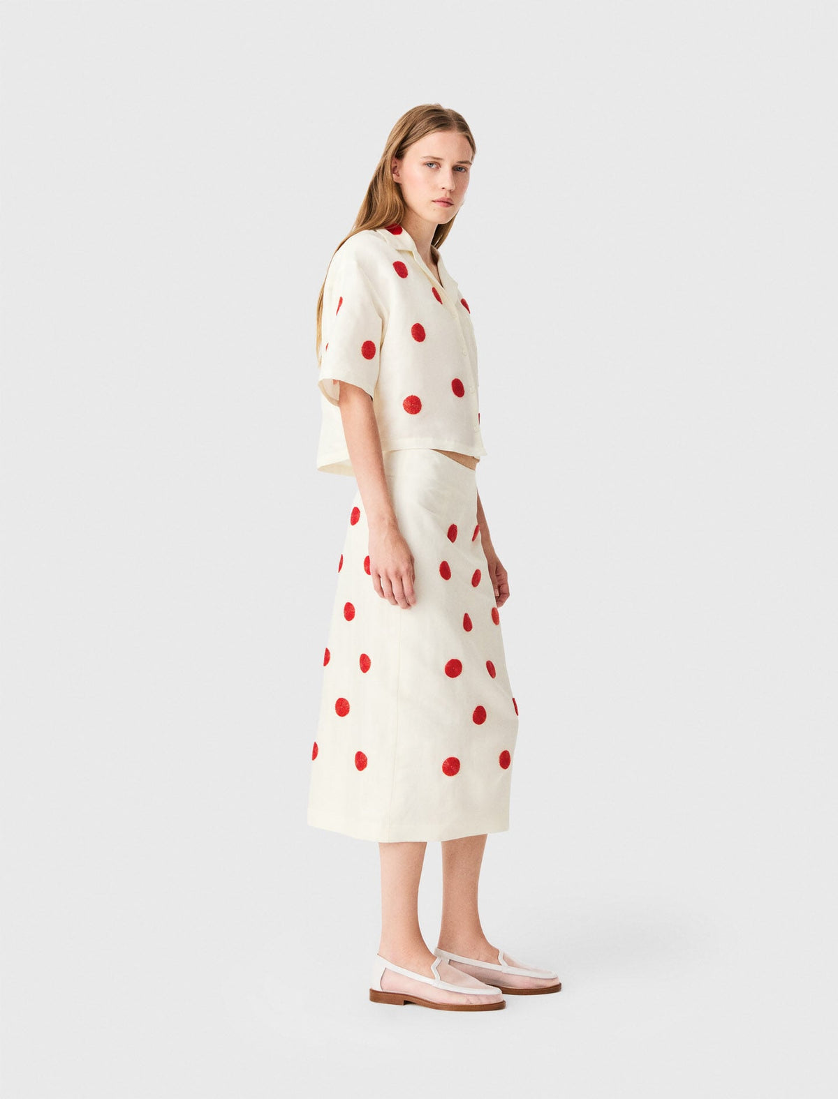 Embroidered linen and silk shirt | Maje