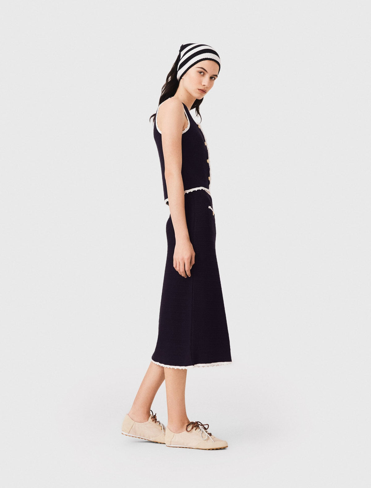 Midi skirt with crochet trim | Maje