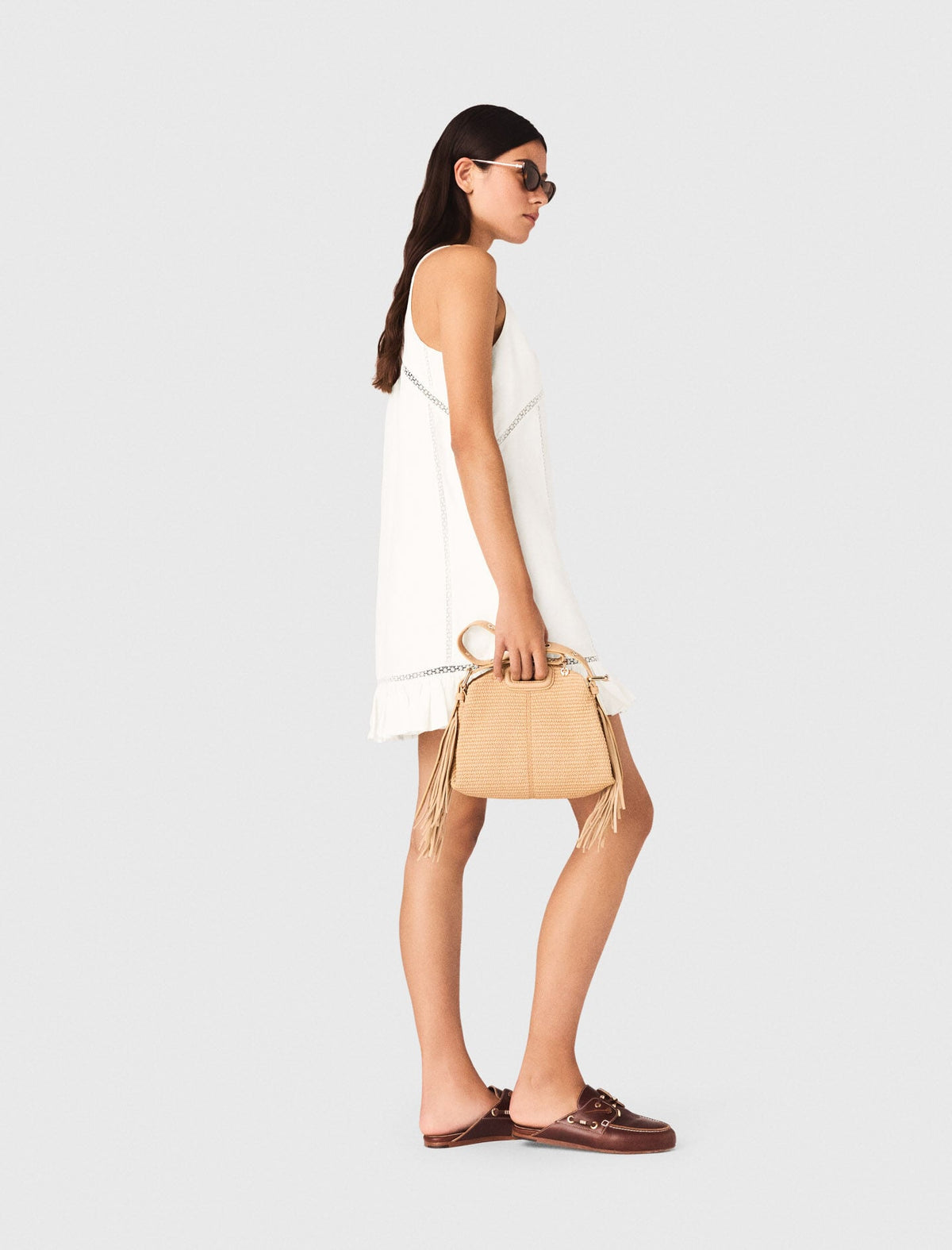 Embroidered linen-blend dress | Maje