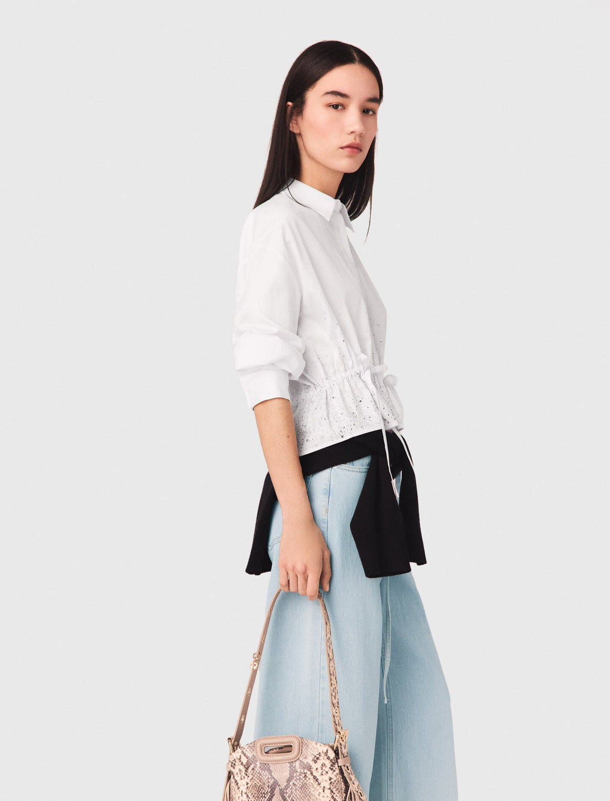 Cotton shirt with rhinestones | Maje