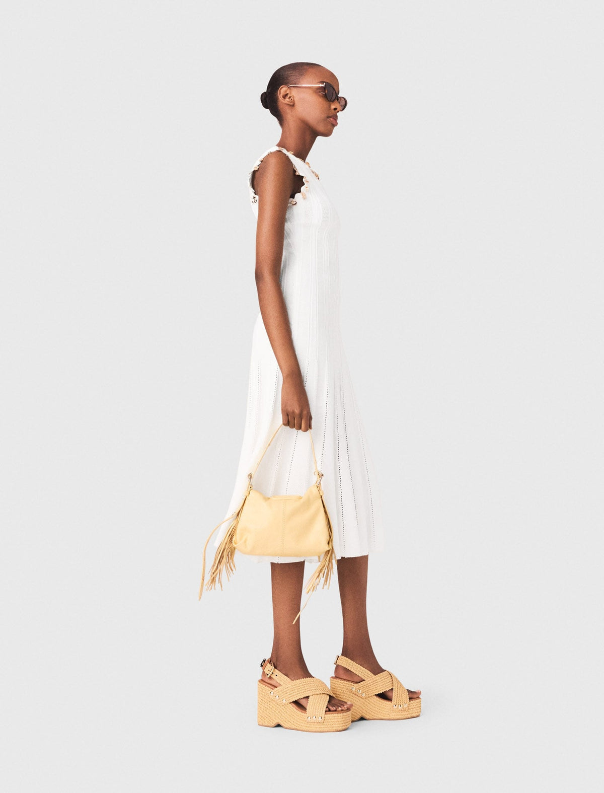 Knit dress with gold jewellery | Maje