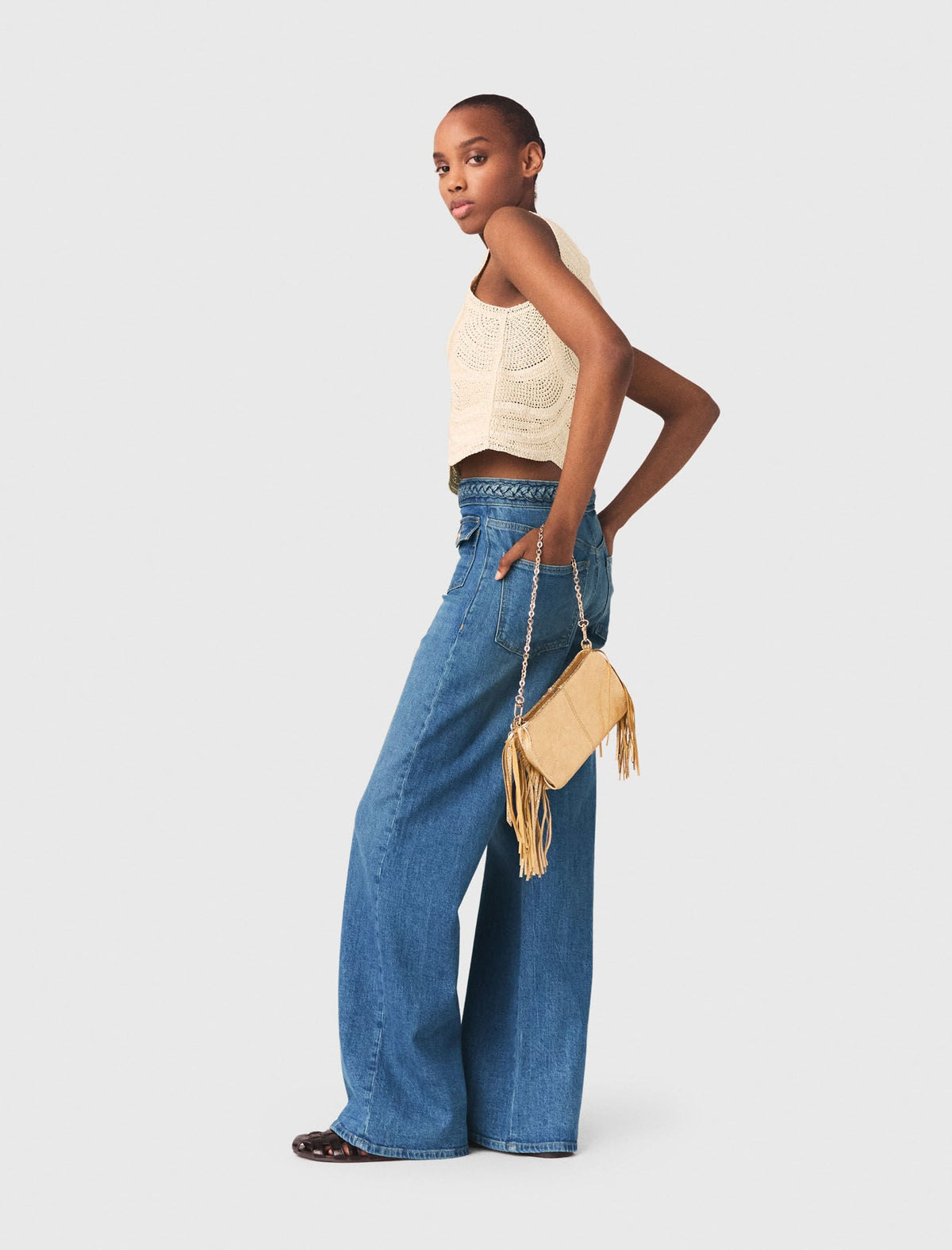 Sleeveless crochet-knit top | Maje
