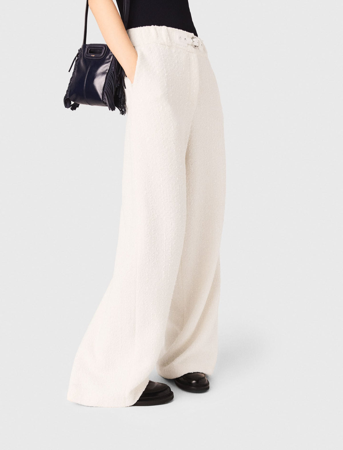 Wide-leg tweed trousers | Maje