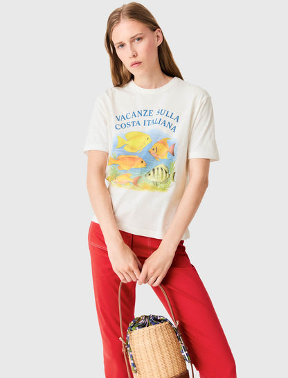 T-shirt with fish print | Maje