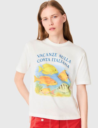T-shirt with fish print | Maje