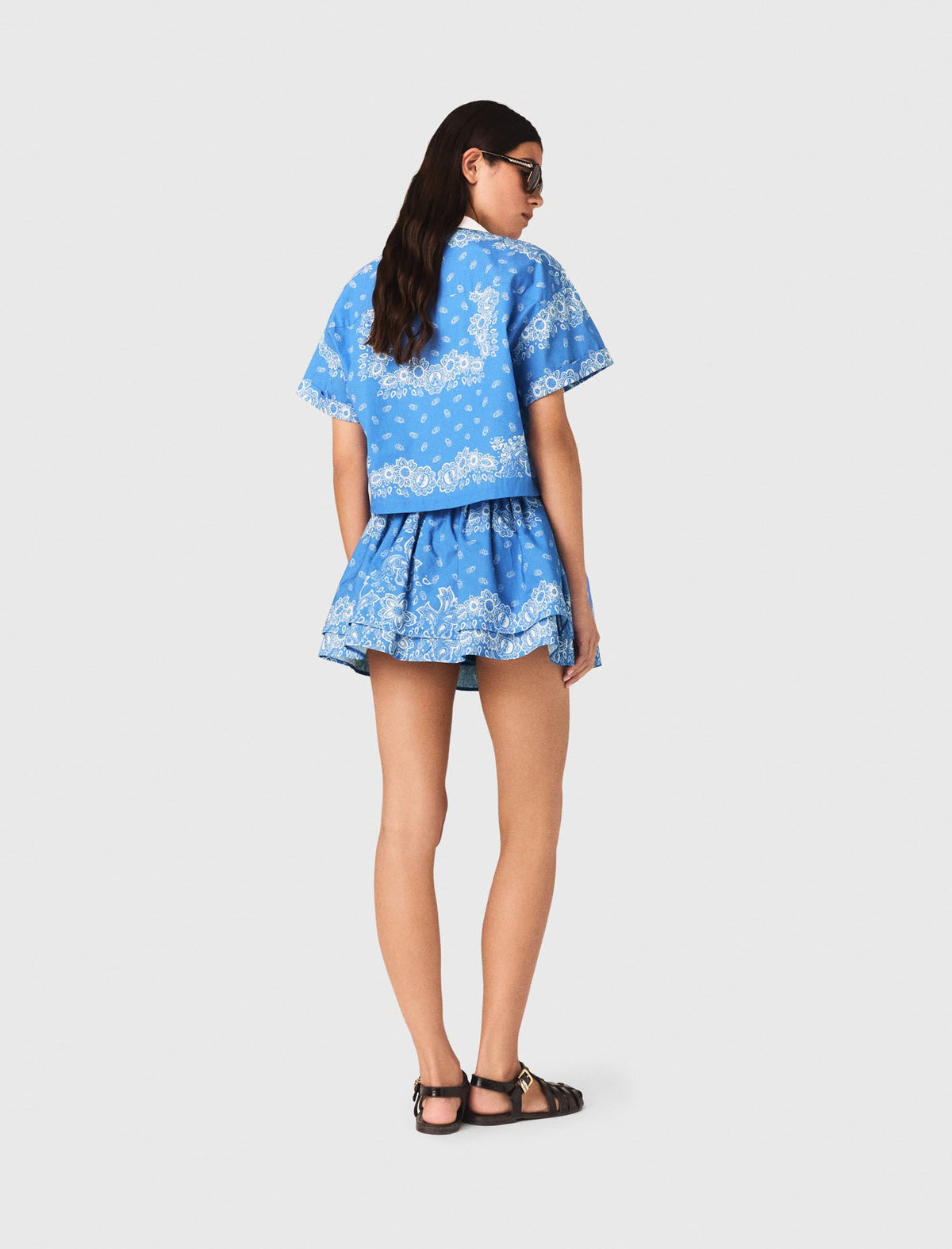 Contrast collar printed shirt | Maje