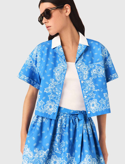 Contrast collar printed shirt | Maje