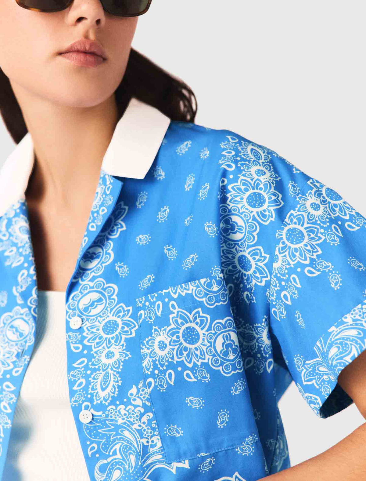 Contrast collar printed shirt | Maje