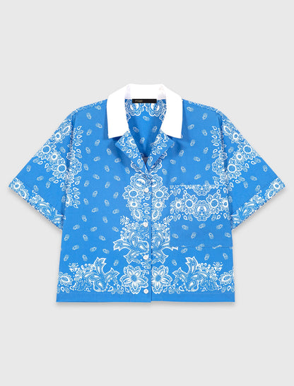 Contrast collar printed shirt | Maje