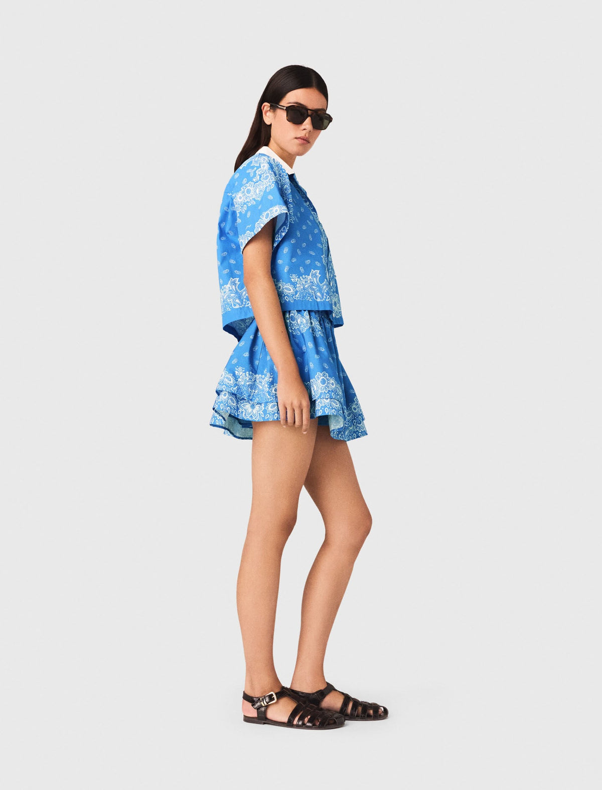 Contrast collar printed shirt | Maje
