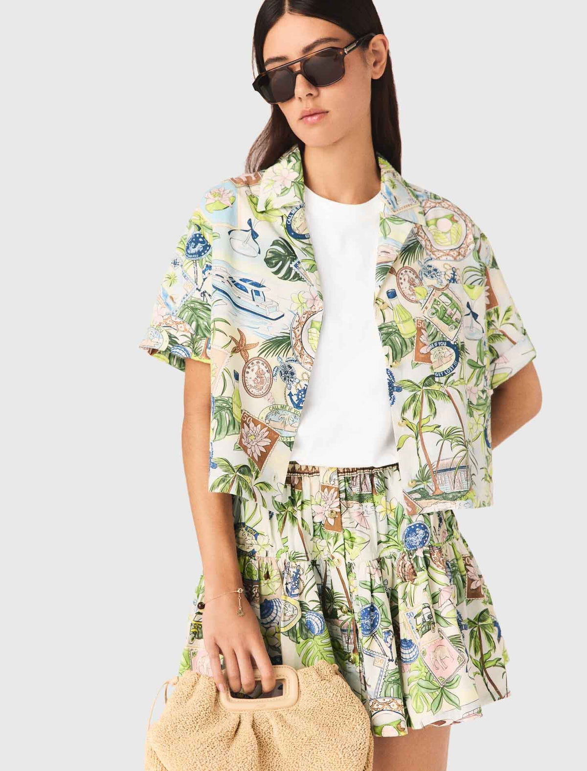 Patterned cropped shirt | Maje