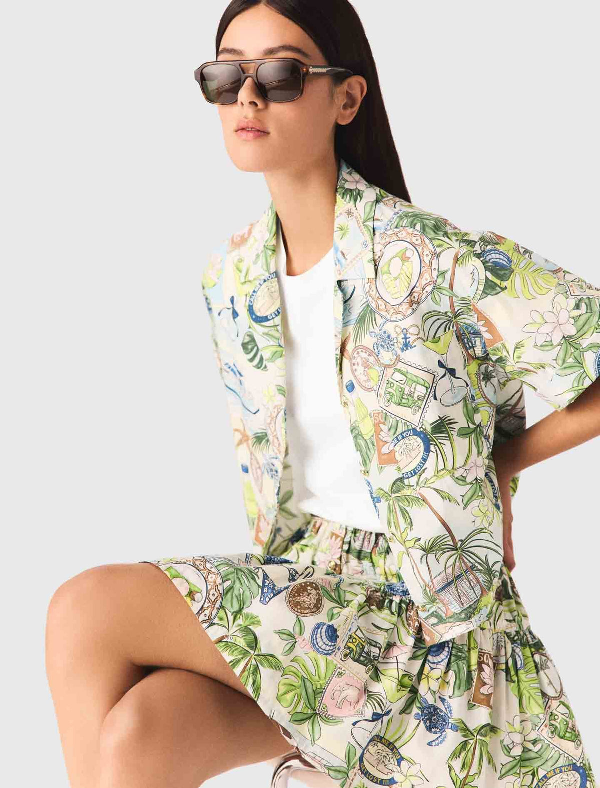 Patterned cropped shirt | Maje