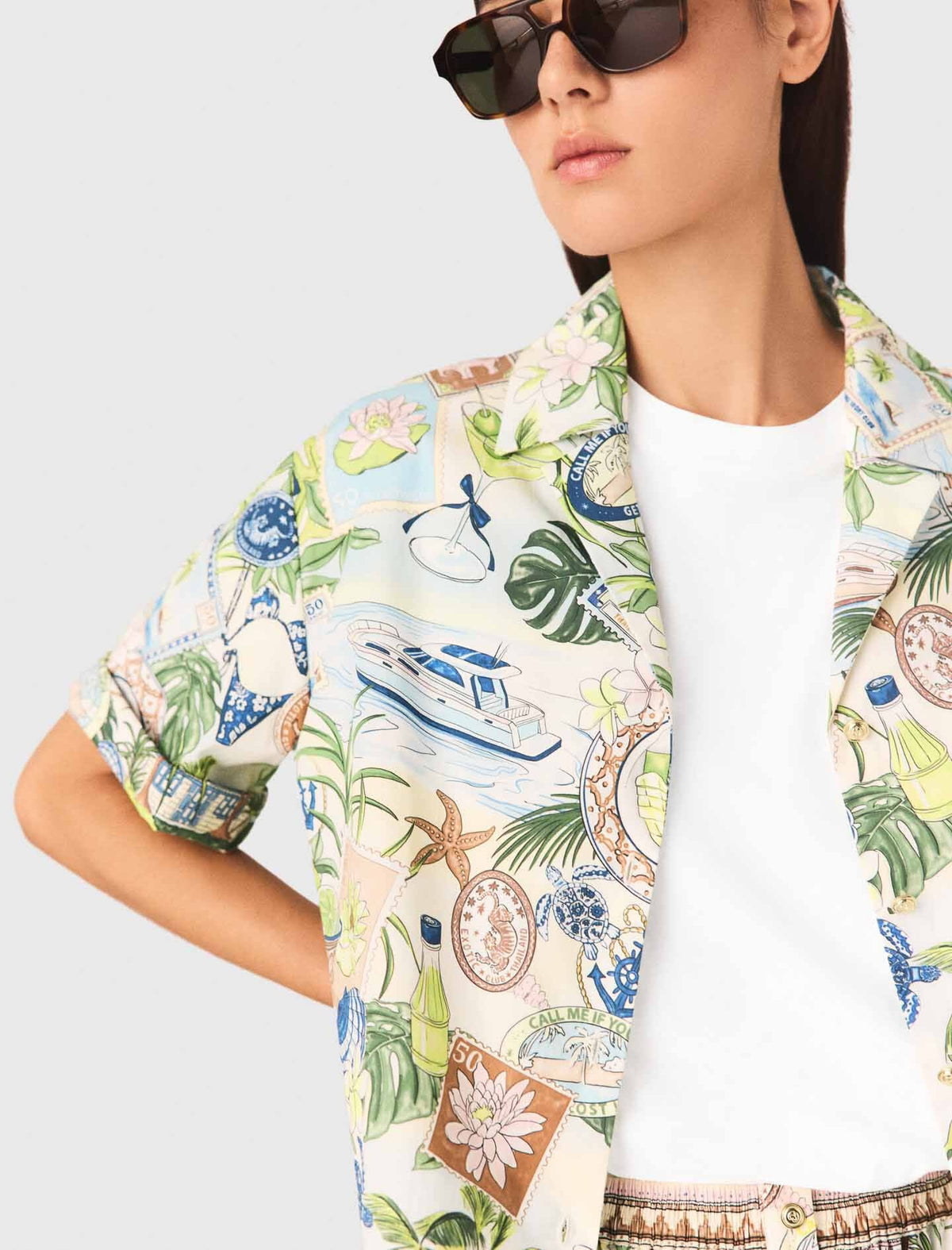 Patterned cropped shirt | Maje