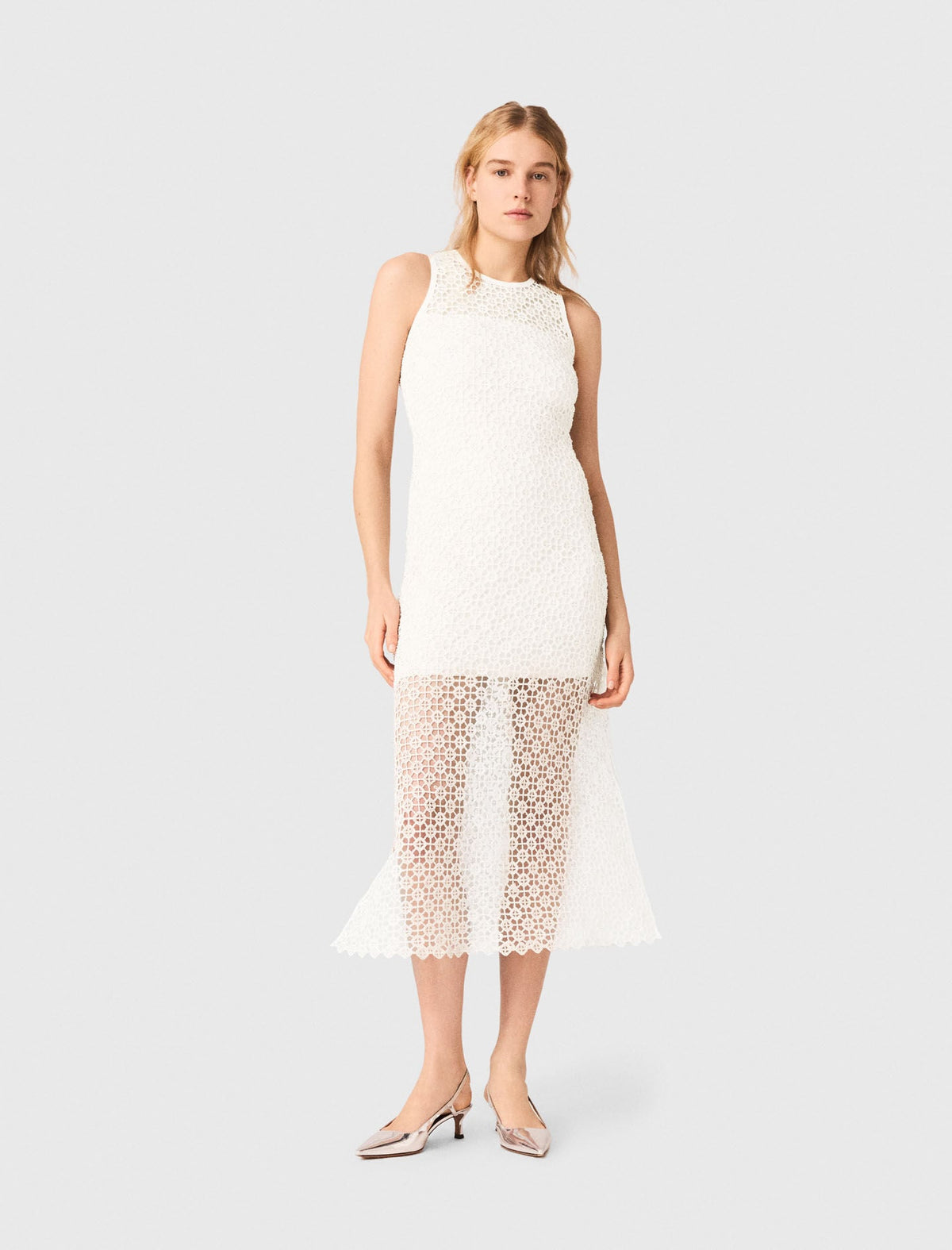 Rhinestone crochet maxi dress | Maje