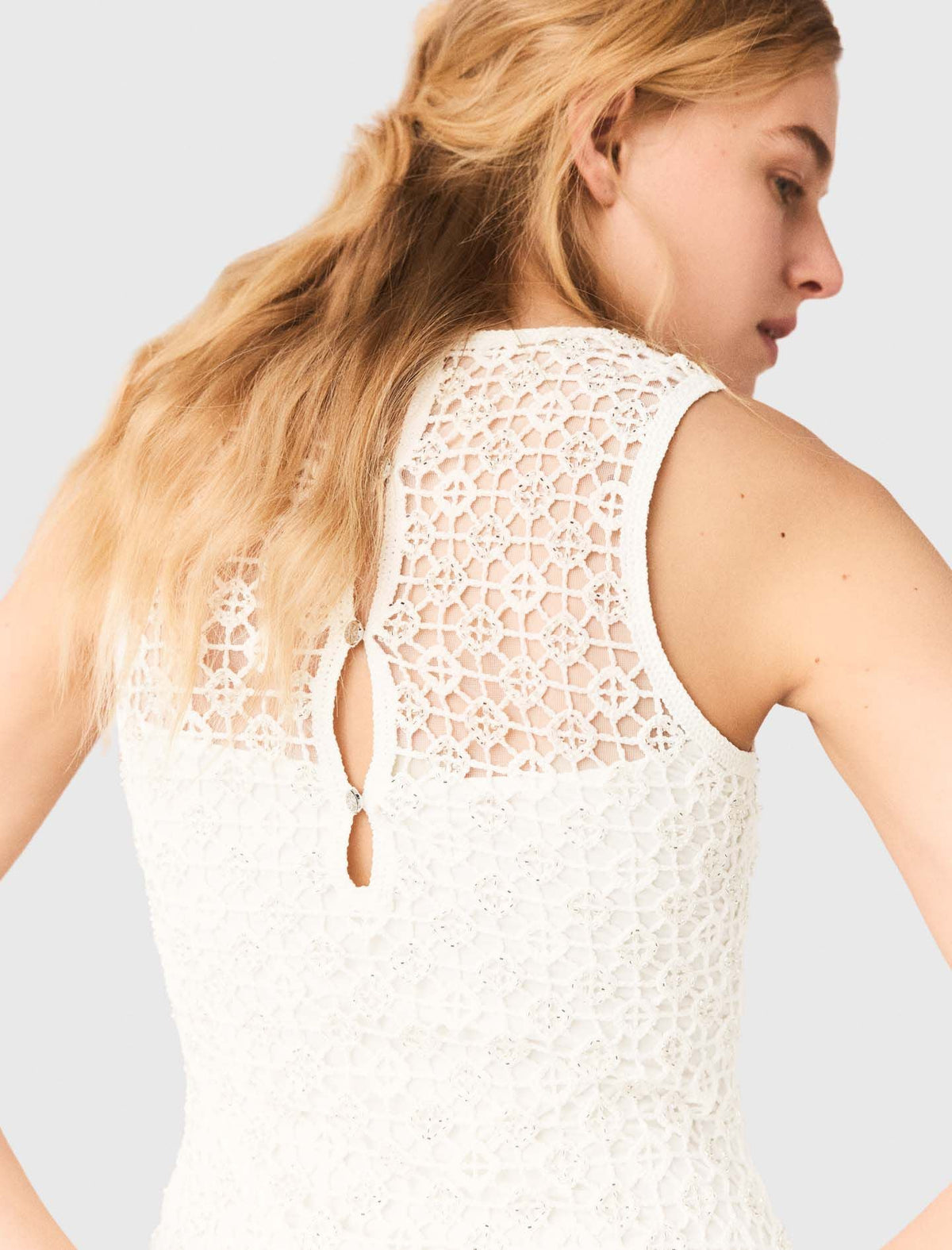 Rhinestone crochet maxi dress | Maje