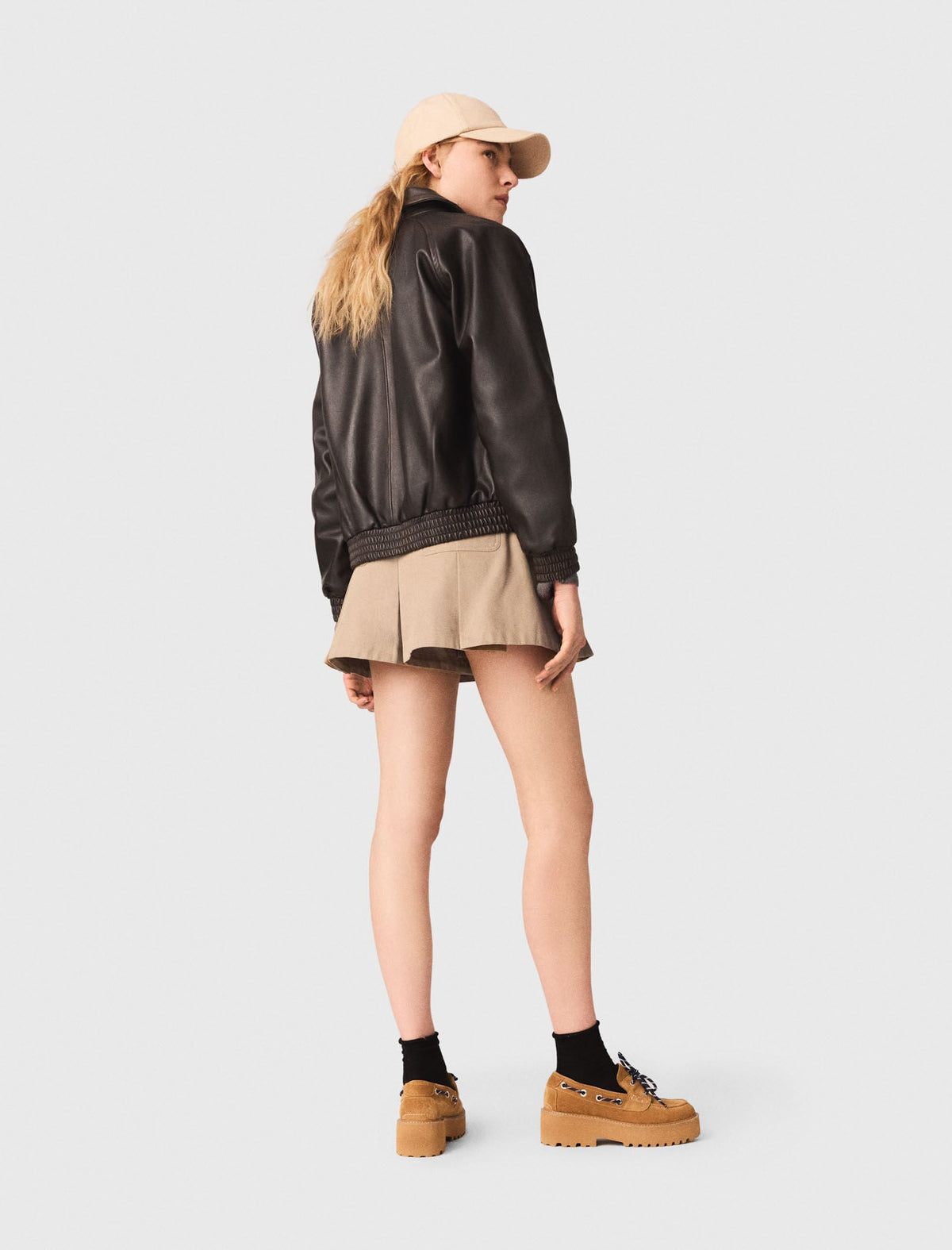Cropped leather jacket | Maje