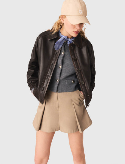 Cropped leather jacket | Maje