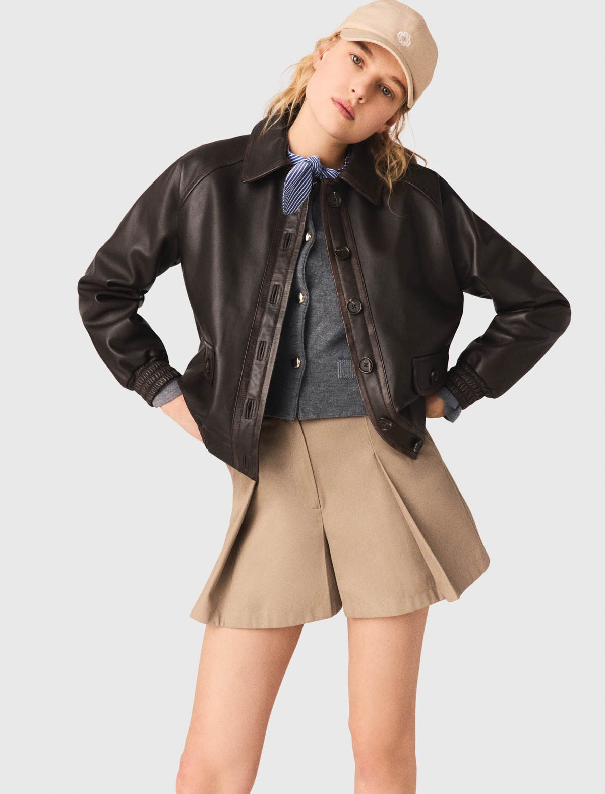 Cropped leather jacket | Maje