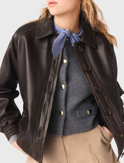 Cropped leather jacket | Maje