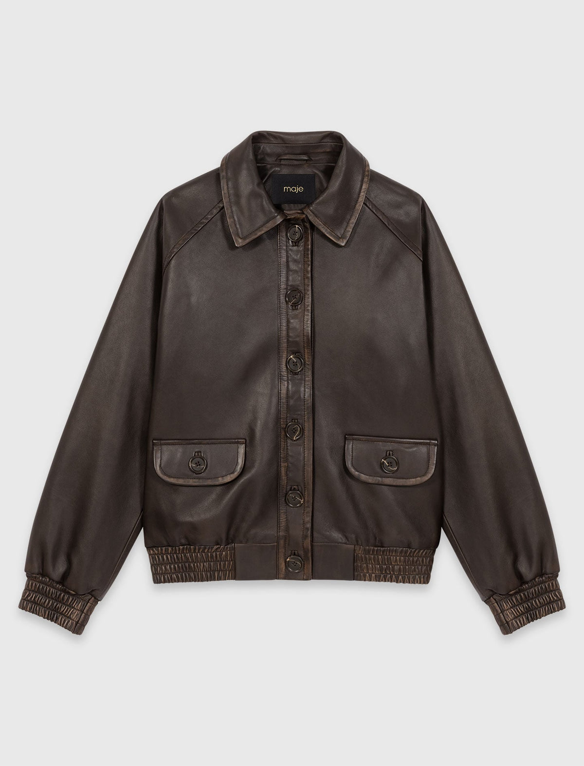 Cropped leather jacket | Maje