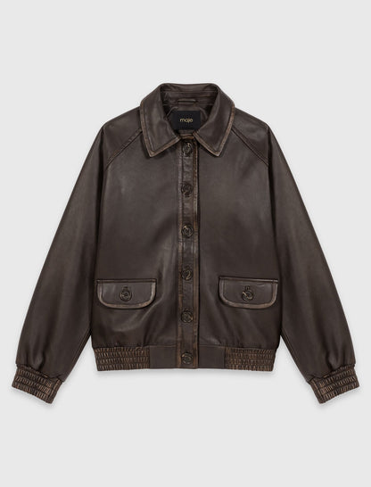 Cropped leather jacket | Maje