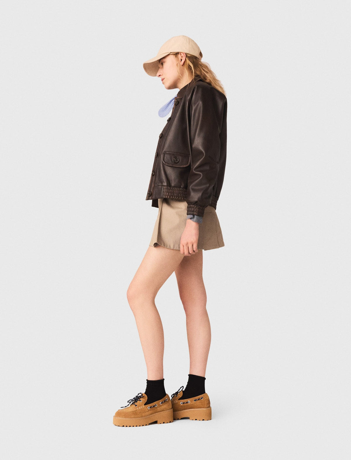 Cropped leather jacket | Maje