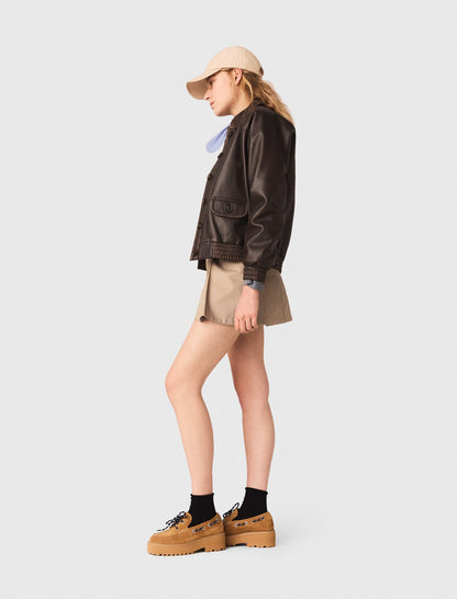 Cropped leather jacket | Maje