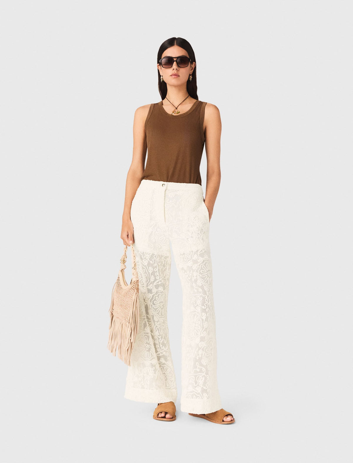 Guipure lace trousers | Maje