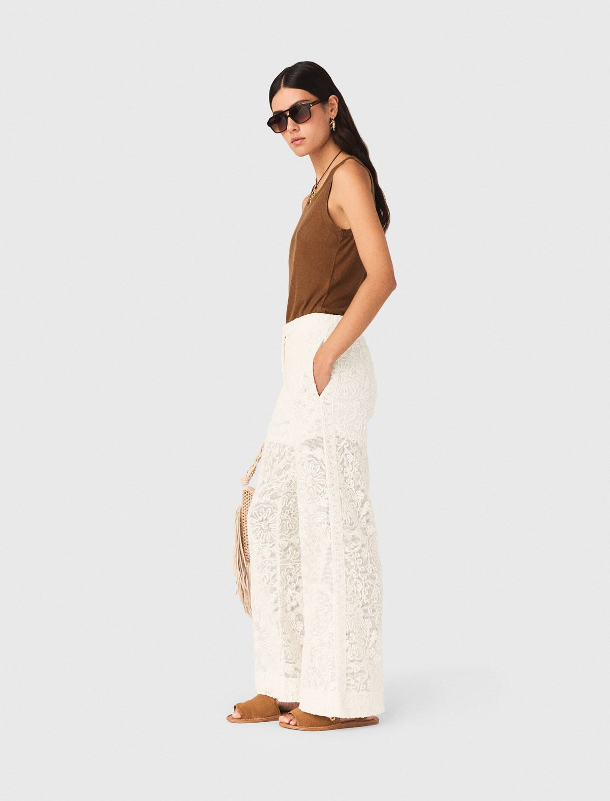 Guipure lace trousers | Maje