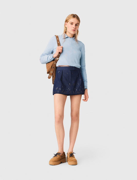 Sweater with jeweled bows on back | Maje