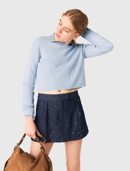 Sweater with jeweled bows on back | Maje