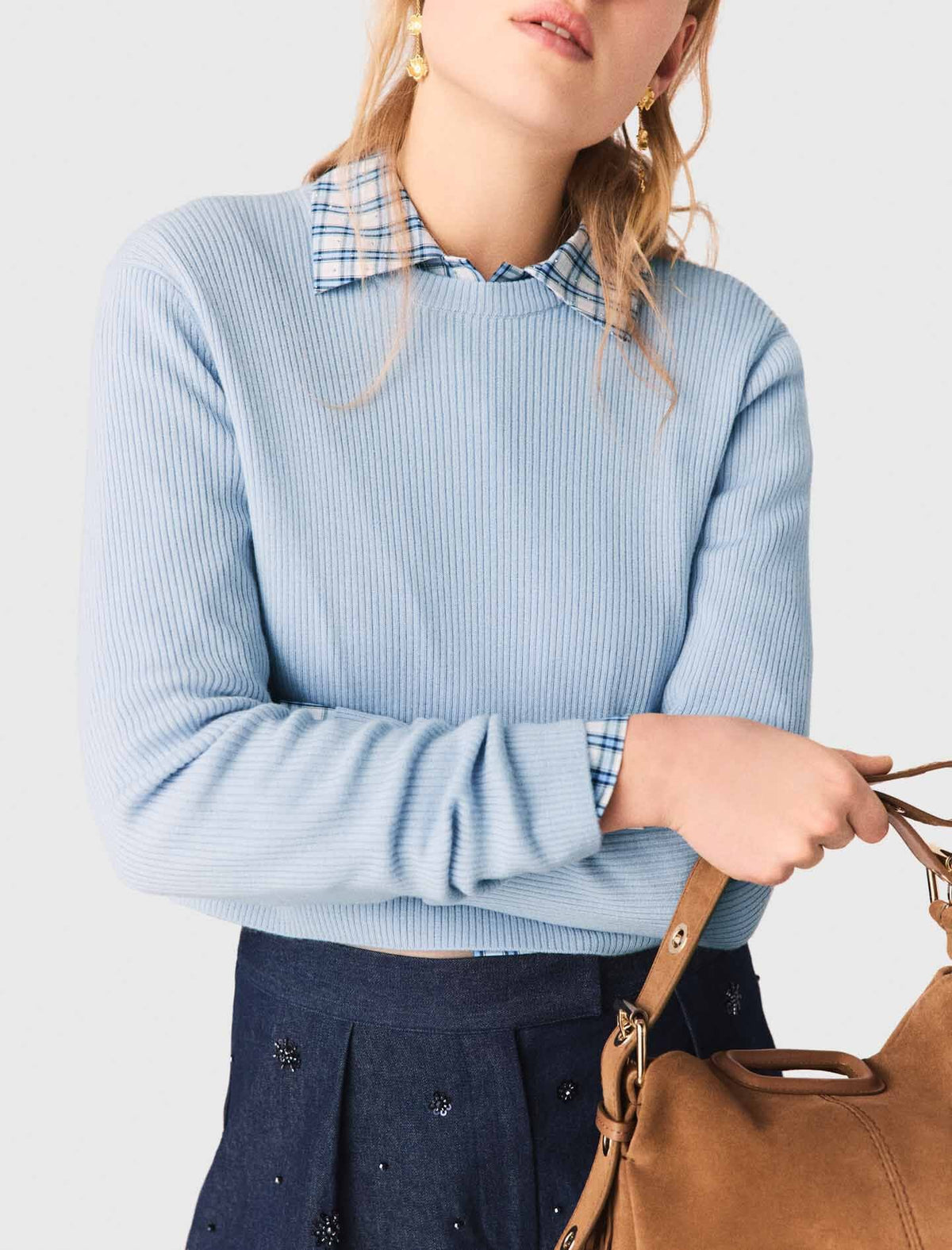 Sweater with jeweled bows on back | Maje