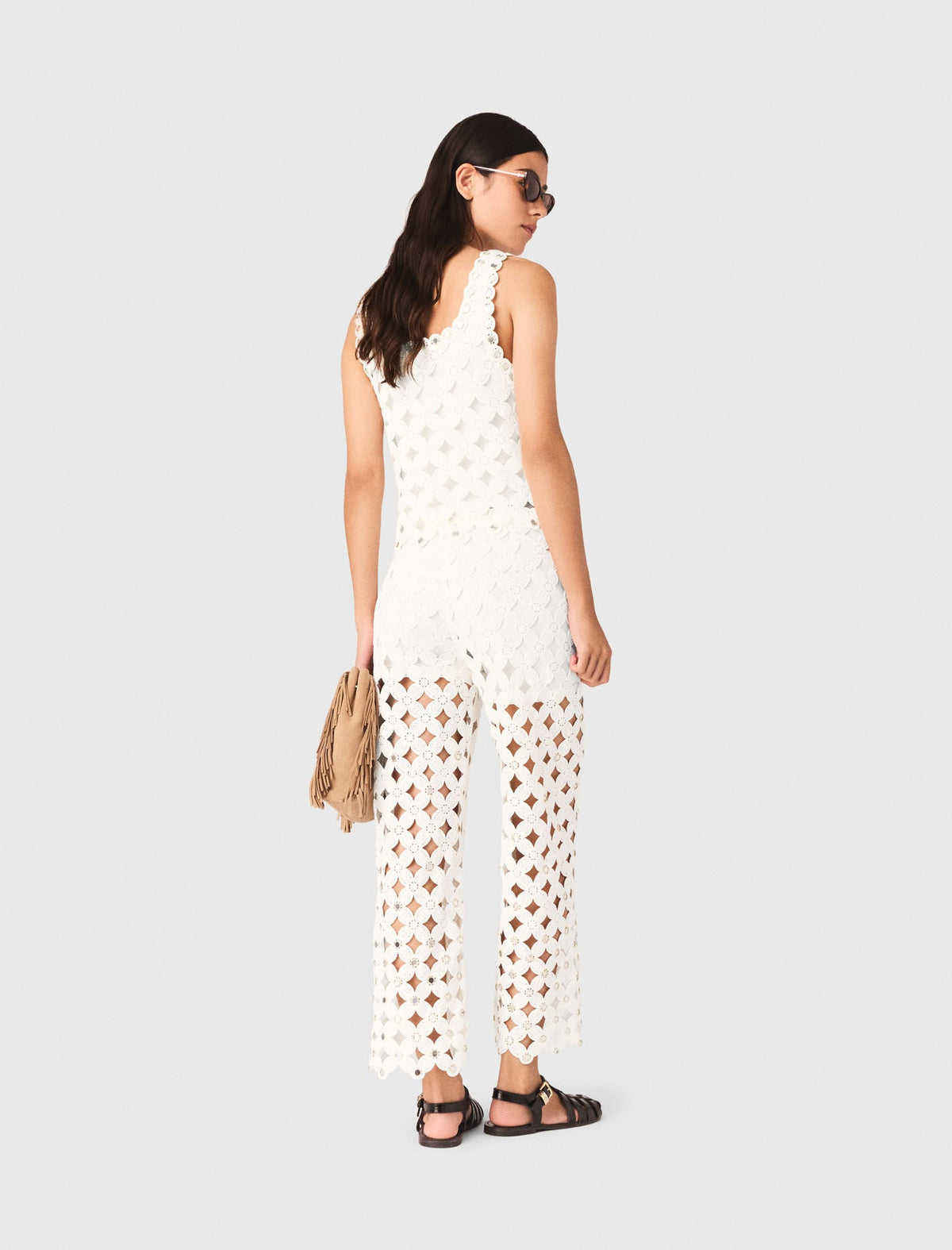 Crochet trousers with mirrors | Maje