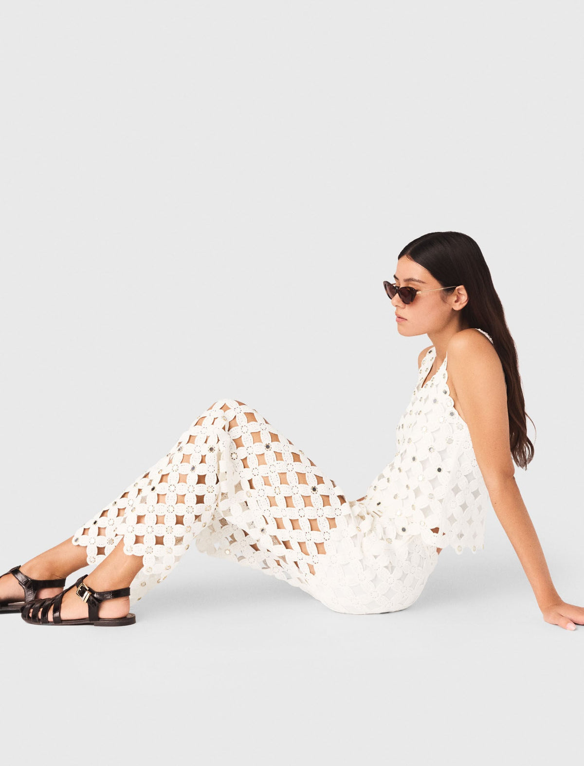 Crochet trousers with mirrors | Maje