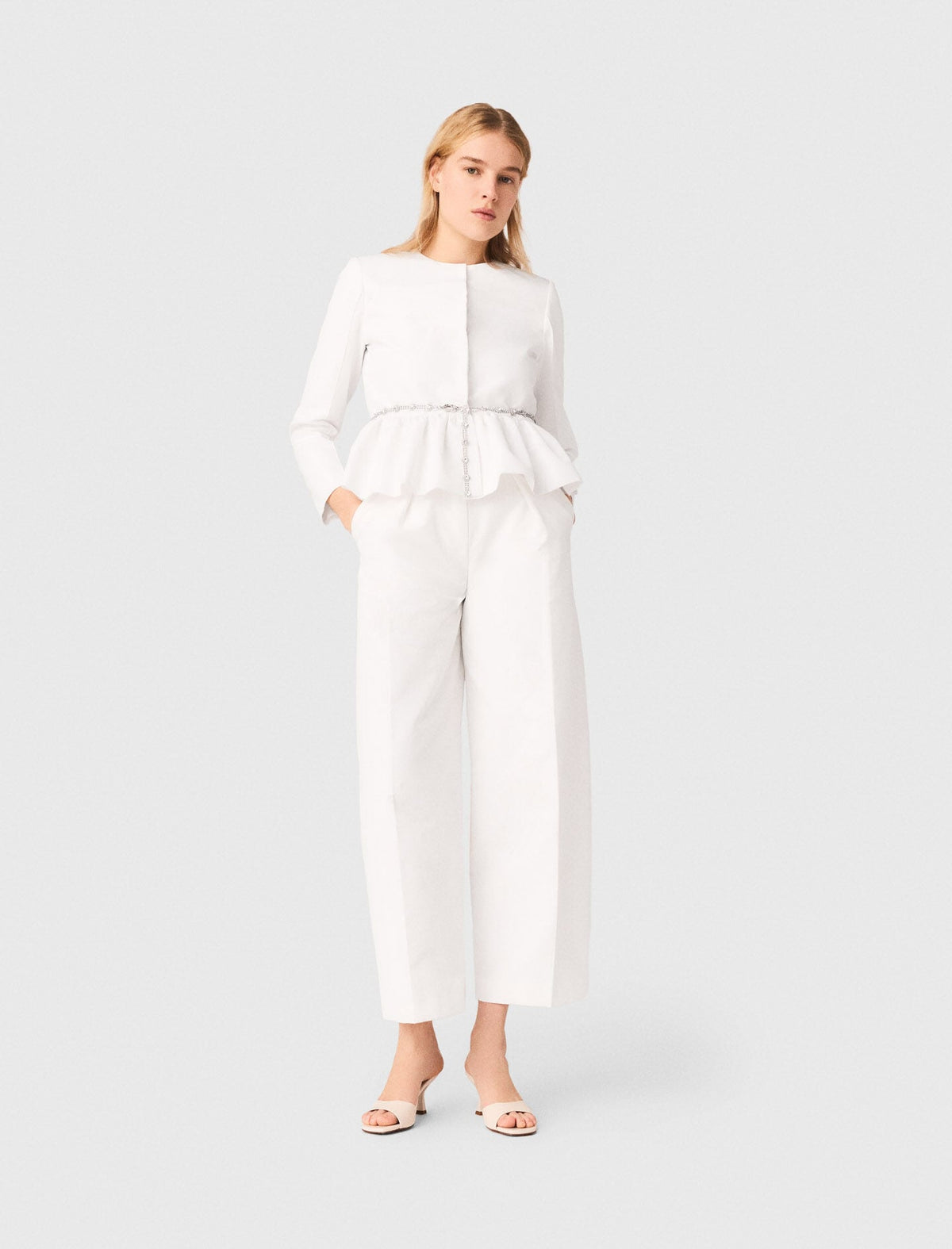 Cropped jacket with jewelled belt | Maje
