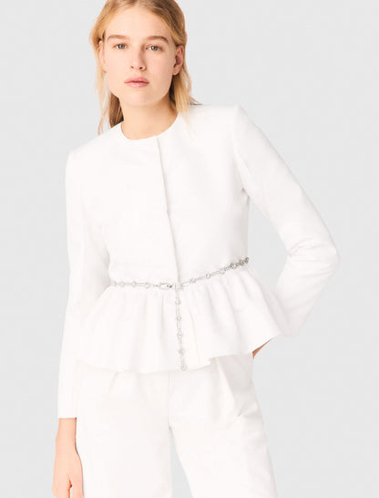 Cropped jacket with jewelled belt | Maje