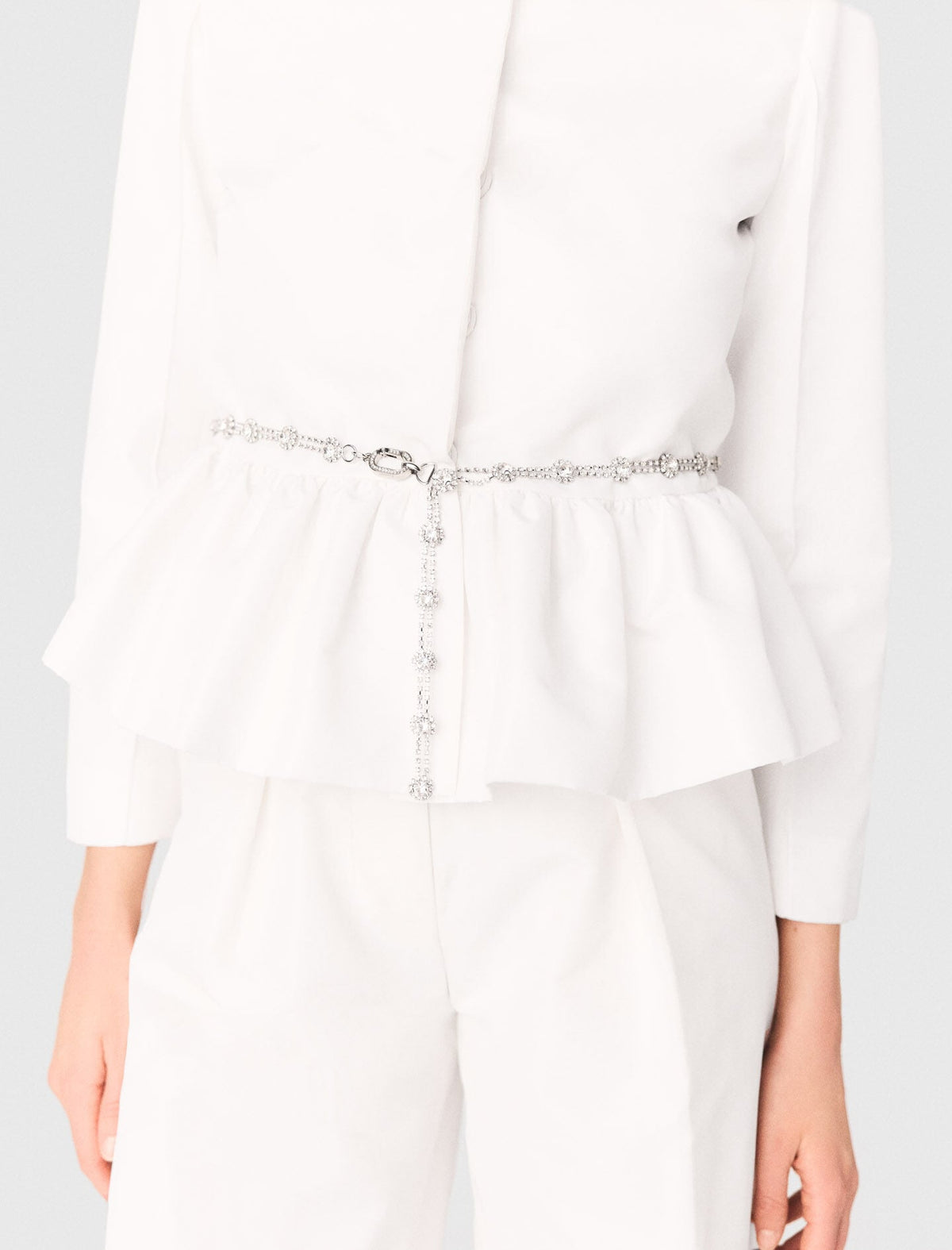 Cropped jacket with jewelled belt | Maje