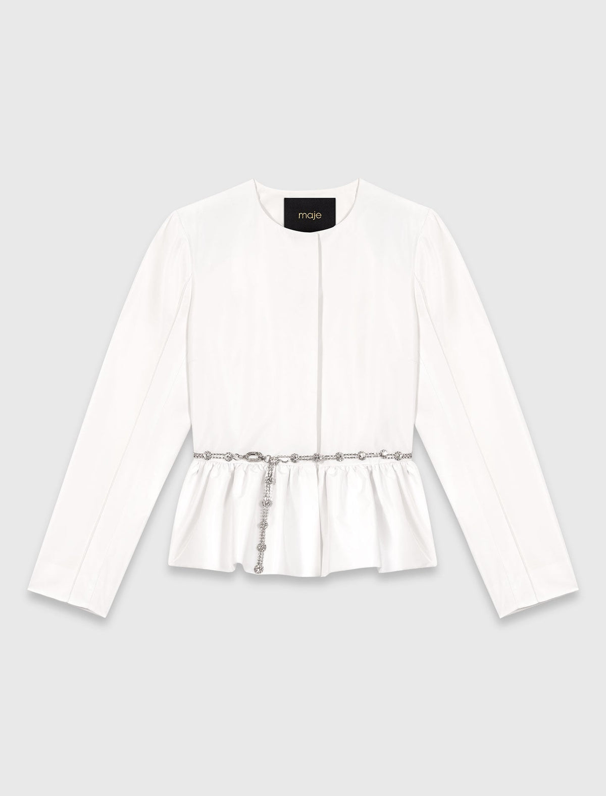 Cropped jacket with jewelled belt | Maje