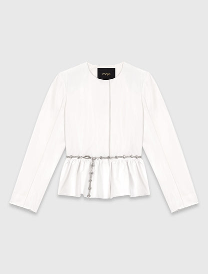 Cropped jacket with jewelled belt | Maje