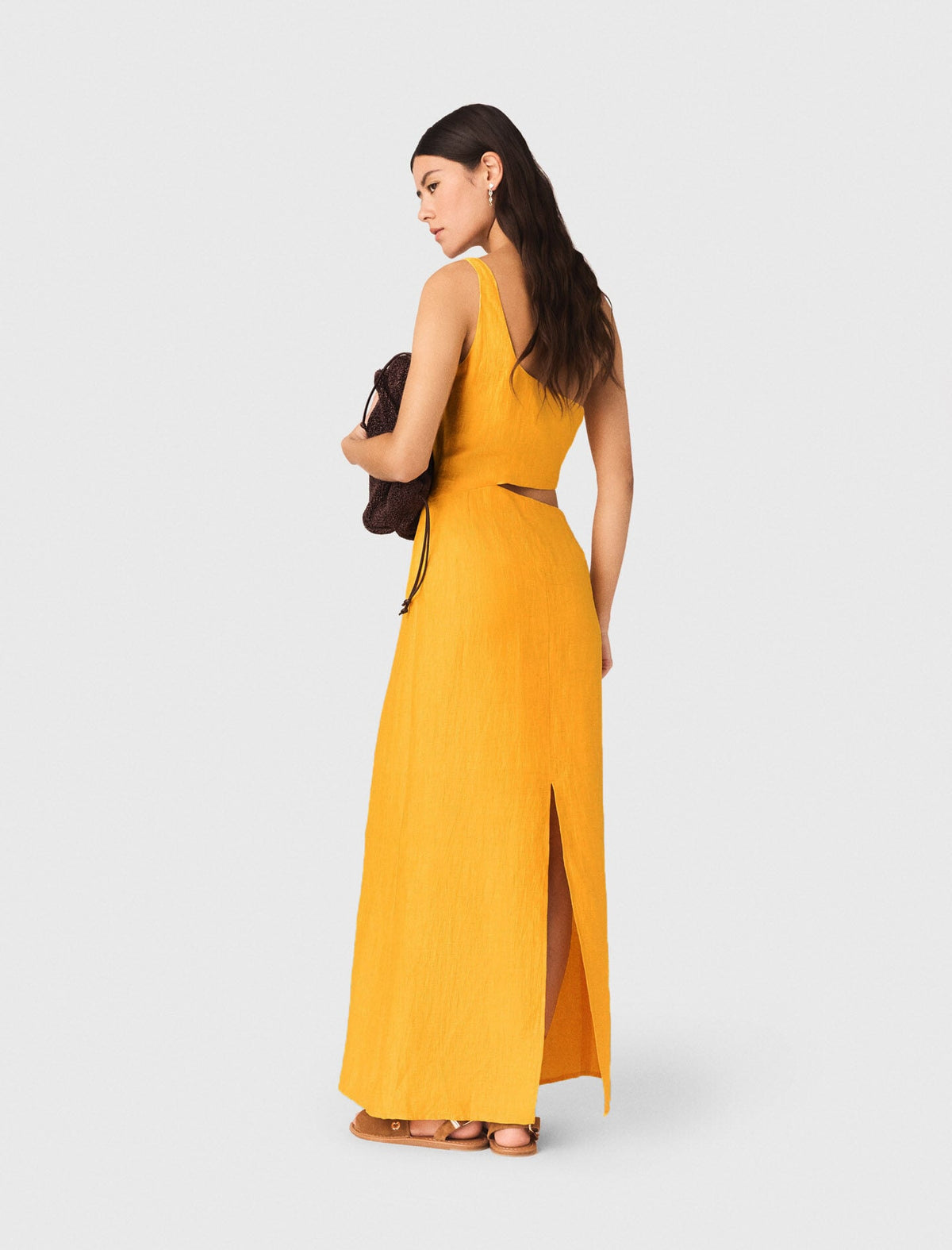 Asymmetrical Linen-Blend Dress | Maje