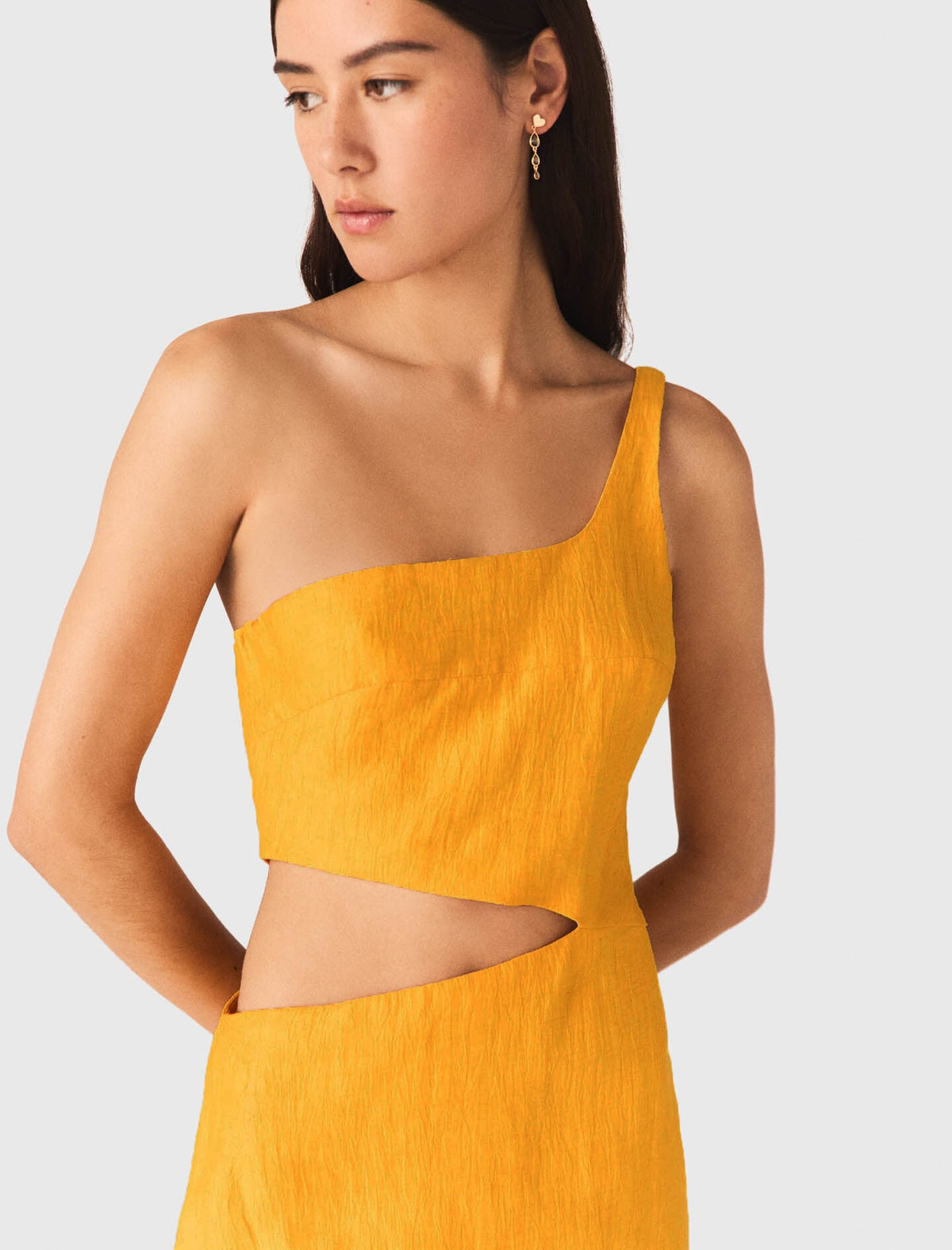 Asymmetrical Linen-Blend Dress | Maje