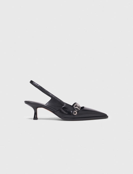 Leather pumps with eyelet strap | Maje