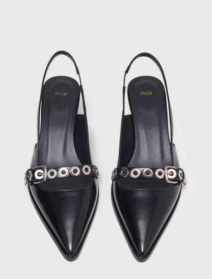 Leather pumps with eyelet strap | Maje