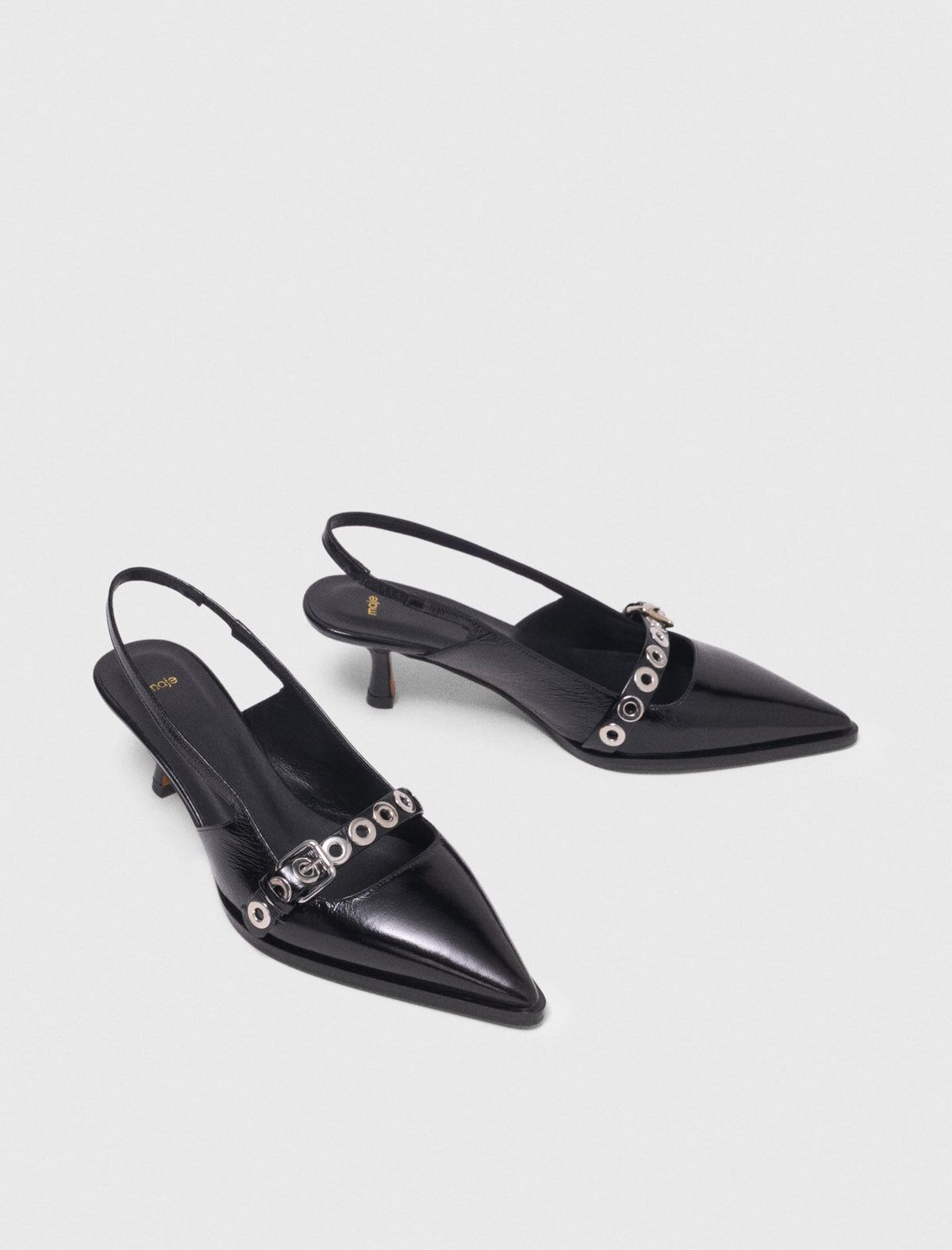 Leather pumps with eyelet strap | Maje