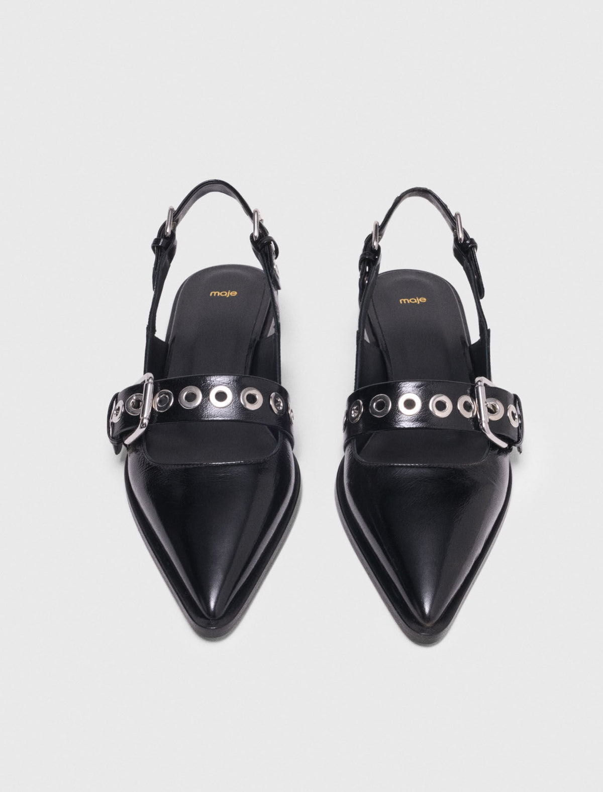 Flat leather strap slingbacks | Maje