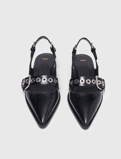 Flat leather strap slingbacks | Maje