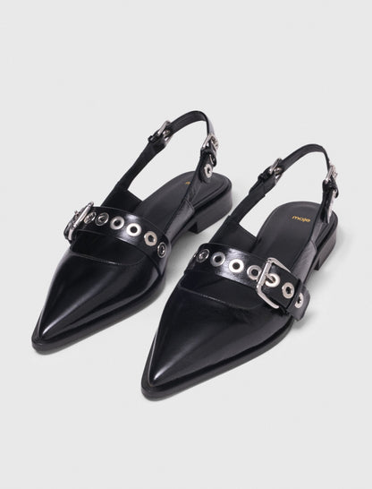 Flat leather strap slingbacks | Maje