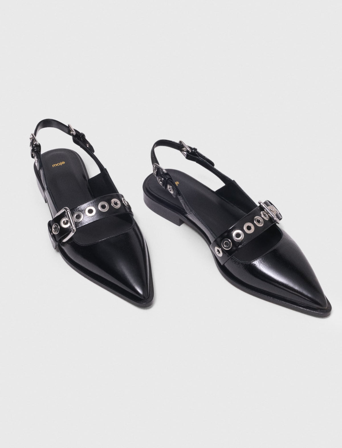 Flat leather strap slingbacks | Maje