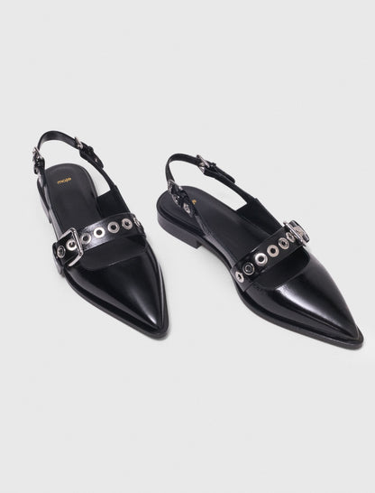 Flat leather strap slingbacks | Maje